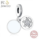 925 Silver Star Charm Bracelet with Zirconia Bead