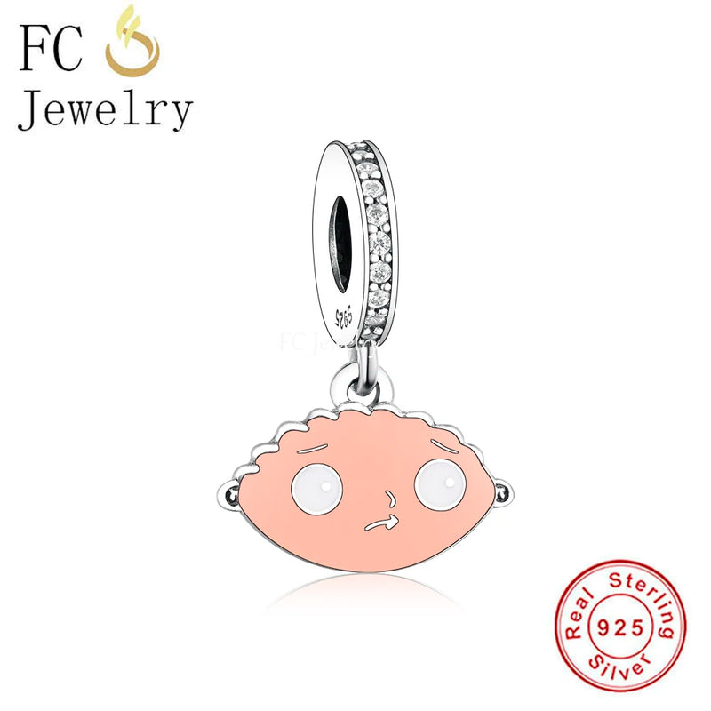 925 Silver TV Series Guys Boy Face Head Bead for Berloque