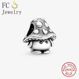 925 Silver Mushroom Pan Charms Bracelet Bead for Women Berloque