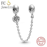 925 Sterling Silver Tree of Life Beads Safety Chain Bracelet Charms