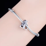 925 Sterling Silver Vine Leaf Letter T Alphabet Bead for Women Bracelet
