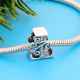 925 Sterling Silver Vine Leaf Letter T Alphabet Bead for Women Bracelet