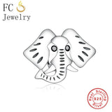 925 Silver Elephant Head Bead Charm Bracelet Jewelry Making Berloque