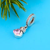 925 Silver Sloth Hug Pink Heart Beads for Bracelet Making