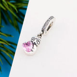 925 Silver Sloth Hug Pink Heart Beads for Bracelet Making
