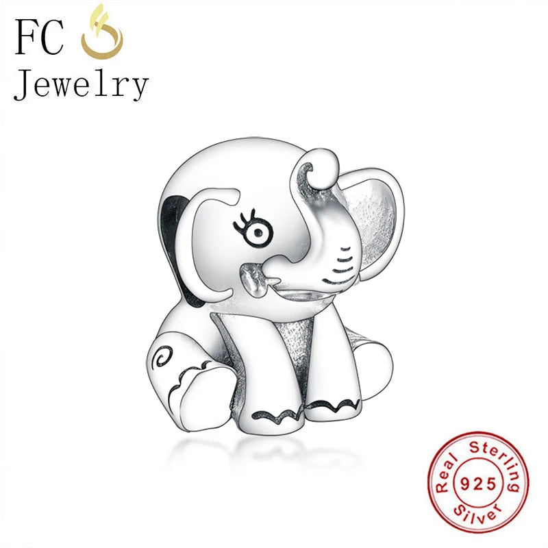 925 Sterling Silver Elephant Charms Bracelet Beads for Women