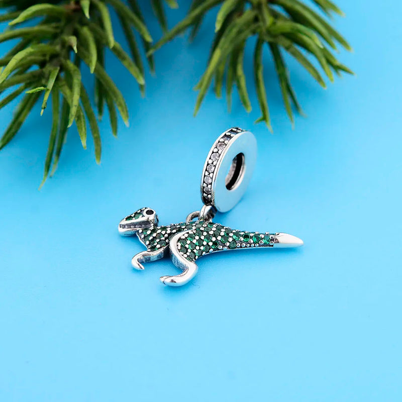 925 Sterling Silver Green Dinosaur Bead Bracelet Charms