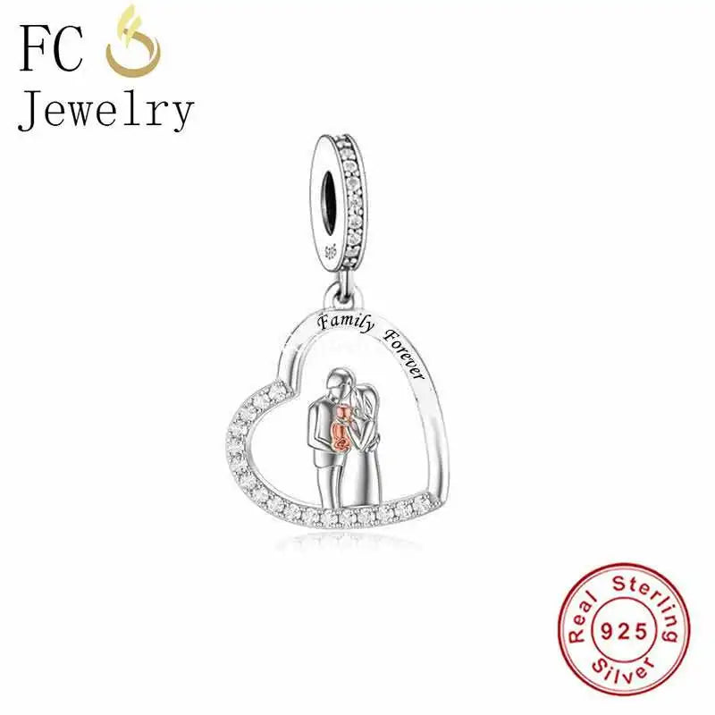 Family 925 Sterling Silver Bead Charm for Bracelet Making