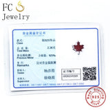 925 Sterling Silver Red Lampwork Canada Flag Beads for Bracelet Necklace Making