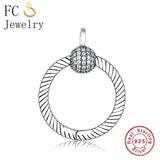 925 Silver Round O Pendant Dangle Bead for Women Berloque