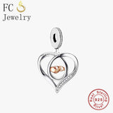 925 Silver Mum and Son Hand in Hand Bead For Bracelet DIY