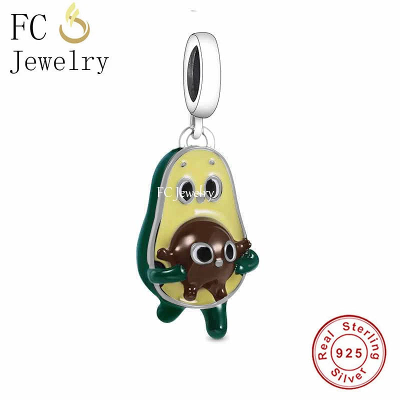 925 Silver Avocado and Chocolate Bean Charm Bracelet Bead