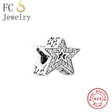 925 Sterling Silver Asymmetric Star Beads for Charm Bracelet Making