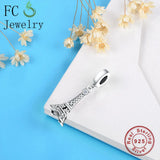 925 Sterling Silver Eiffel Tower Pendant Charms Bracelet