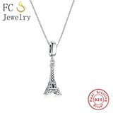 925 Sterling Silver Eiffel Tower Pendant Charms Bracelet