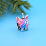 925 Sterling Silver Unicorn Cup Cake Bead for Bracelet