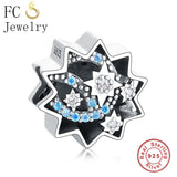 925 Silver Heart Key Pink Zircon Crystal Bracelet Charm Pendant