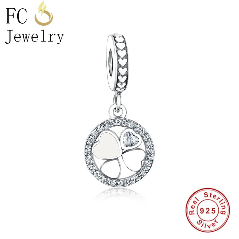925 Sterling Silver Four Leaf Hearts Clover Beads For Women Berloque