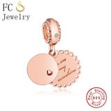 925 Sterling Silver You Are My Sunshine Rose Pan Charm Bracelet
