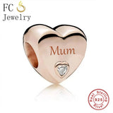 925 Silver Heart Grandma Mum Niece Bead Charm Bracelet DIY