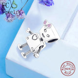925 Sterling Silver Bella Bot Pink Bow Beads for DIY Bracelets