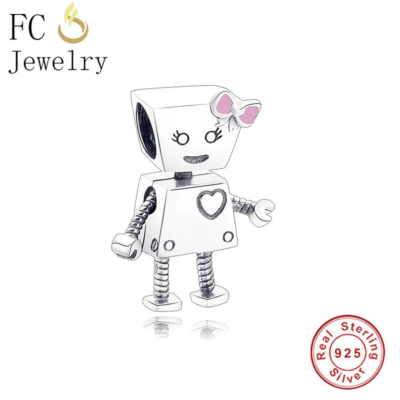 925 Sterling Silver Bella Bot Pink Bow Beads for DIY Bracelets