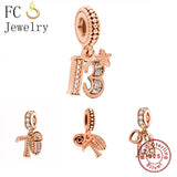 925 Silver Rose Birthday Charm Bracelet for Women