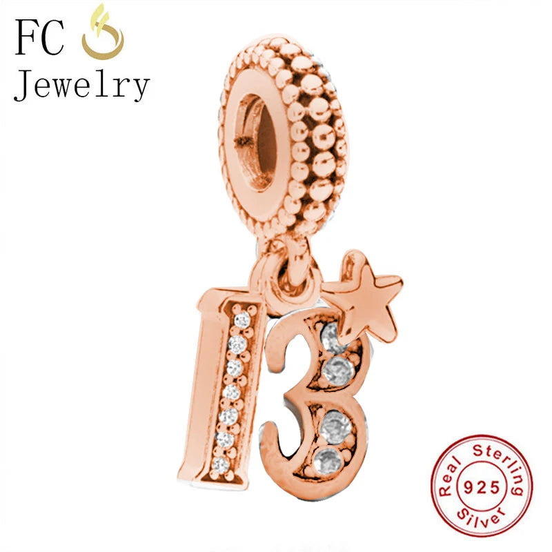 925 Silver Rose Birthday Charm Bracelet for Women