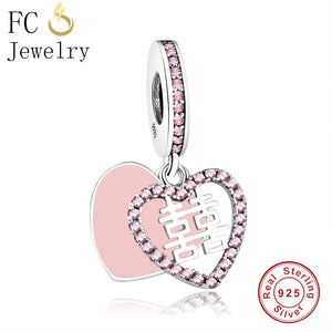 Double Heart Shape Beads Necklace Pendant for Jewelry Making