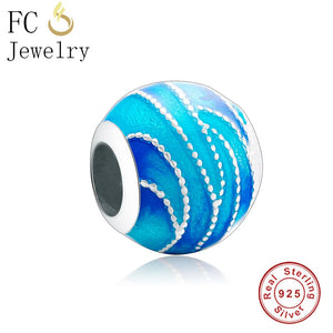 925 Silver Enamel Sea Mickey Cross Ring Coffee Cup Beads DIY Berloque