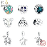 925 Silver Enamel Sea Mickey Cross Ring Coffee Cup Beads DIY Berloque