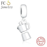 925 Silver Enamel Sea Mickey Cross Ring Coffee Cup Beads DIY Berloque