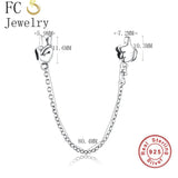 925 Silver Mickey Gesture Hand Finger Bead Safety Chain for DIY Berloque