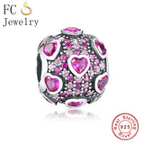 925 Sterling Silver Mix Heart Zirconia Pendant Beads for Bracelet