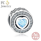 925 Silver Pink Heart CZ Stone Love Beads for Bracelets