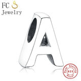 925 Sterling Silver A-Z Alphabet Letter Beads DIY Berloque