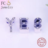 925 Sterling Silver A-Z Alphabet Letter Beads DIY Berloque