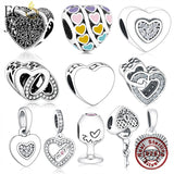 925 Silver Heart Mom Mother Family Letter Bead Charms Bracelet