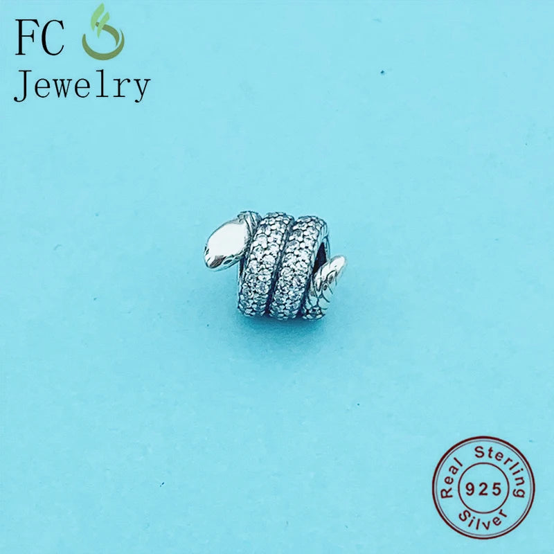 925 Silver Snake Zircon Bead for Pan Charms Bracelet