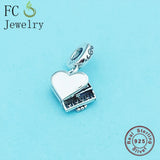 925 Silver Piano Heart Beads for Pan Charms Bracelet