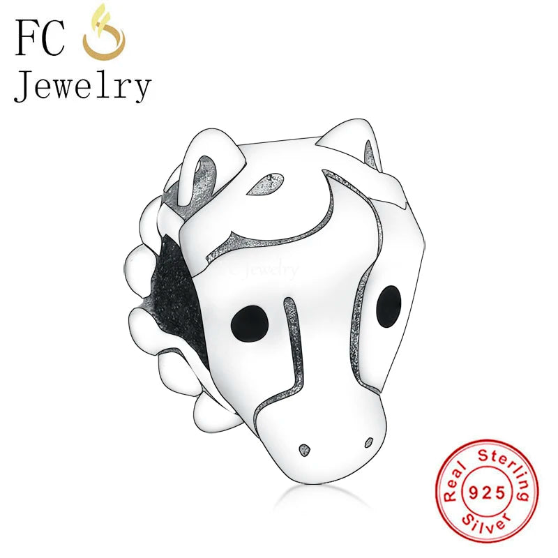 925 Sterling Silver Horse Head Beads for Bracelet Making