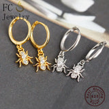 925 Silver Spider Pendant Zirconia Hoop Earring
