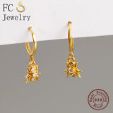 925 Silver Spider Pendant Zirconia Hoop Earring
