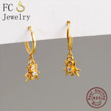 925 Silver Spider Pendant Zirconia Hoop Earring