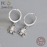 925 Silver Spider Pendant Zirconia Hoop Earring