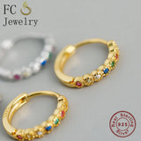 925 Silver Rainbow Zircon Hoop Earring for Women
