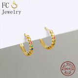 925 Silver Rainbow Zircon Hoop Earring for Women