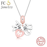 925 Silver Initial Letter Family Rose Necklaces Choker Kolye
