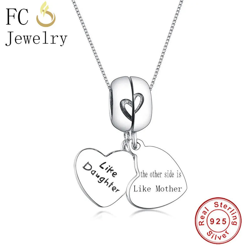 925 Sterling Silver Initial Letter Daughter Mother Half Necklace Pendant