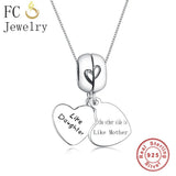 925 Sterling Silver Initial Letter Daughter Mother Half Necklace Pendant